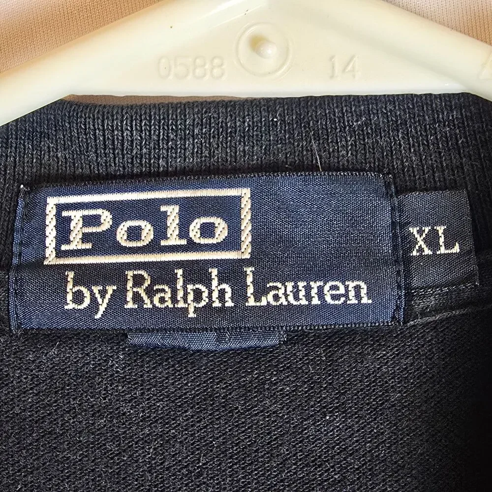 Polo Ralph Lauren Big Pony #3 Black Short Sleeve Rugby Shirt Custom Fit Large XL - Picture 4 of 16